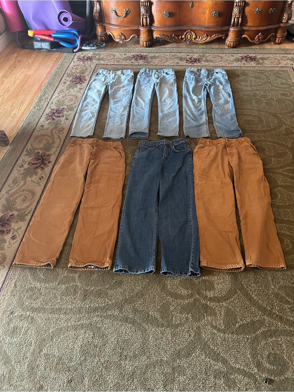 3 Carhartt and 3 Levi’s Boys bundle lot size 14